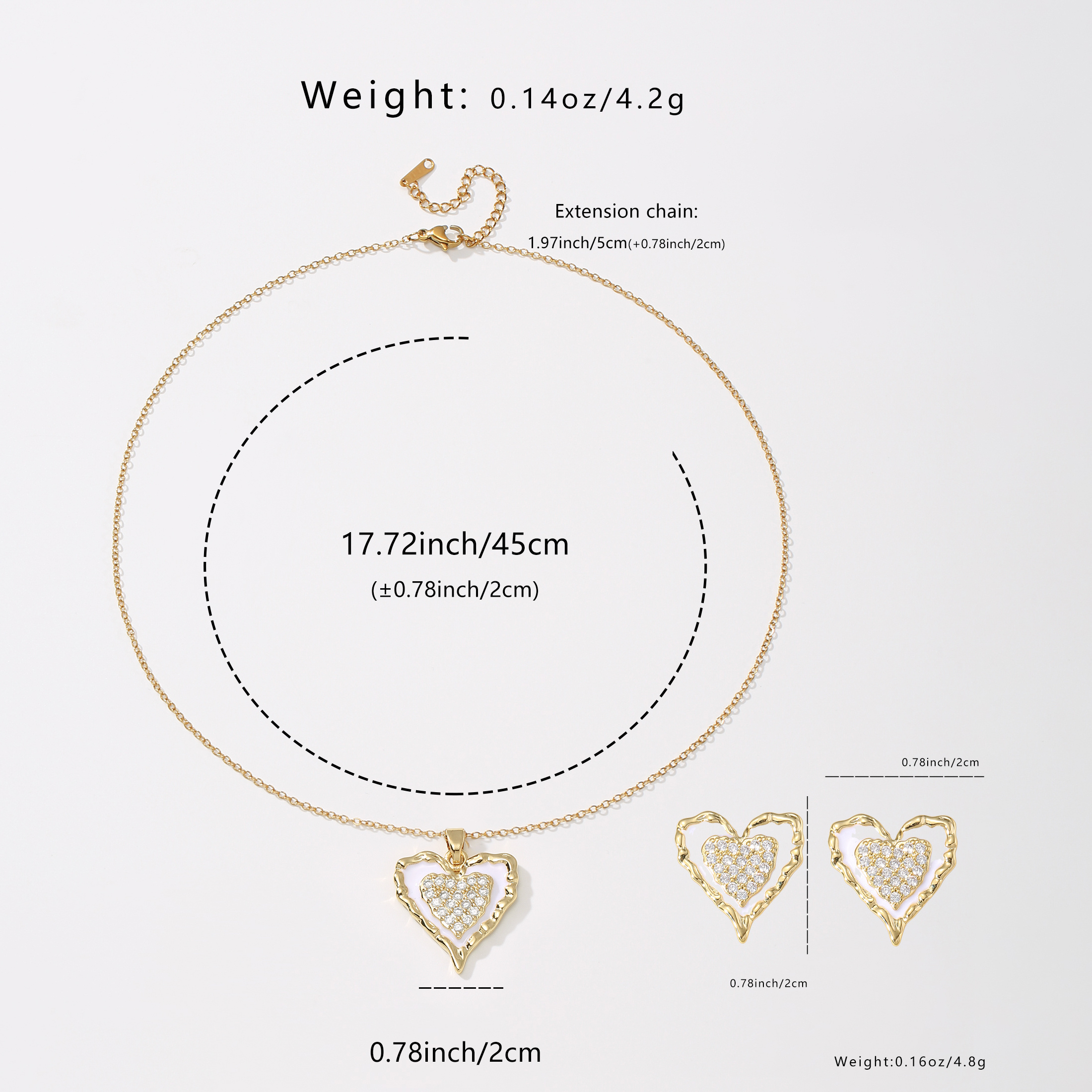 Peach Heart Two-Piece Necklace & Earrings Set